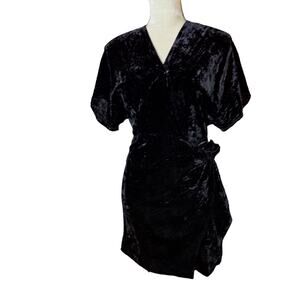 & Other Stories H&M Stockholm Atelier Sz 2 Black Crushed Velvet Mini Wrap Dress